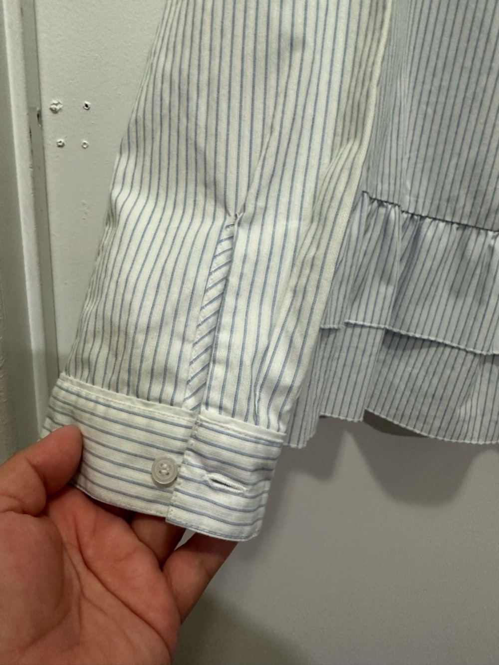 Madewell X Karen Walker Striped Ruffle Annie Shirt Sz M - Picture 3 of 9